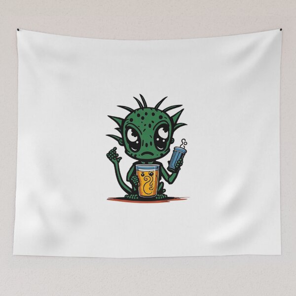 Item preview, Cute Cartoonish Alien With Beer Mug designed and sold by likbatonboot.