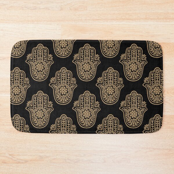 Artikelvorschau, Hamsa Flora Linocut Pattern - Coal + Fawn entworfen und verkauft von Irene Estelle.