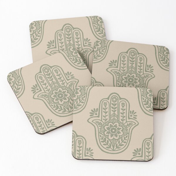 Artikelvorschau, Hamsa Flora Linocut Pattern - Dove + Sage entworfen und verkauft von Irene Estelle.