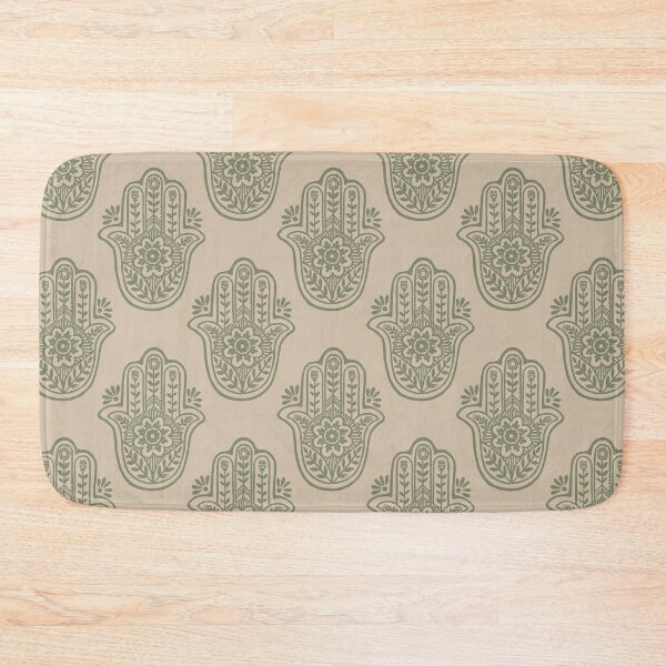 Item preview, Hamsa Flora Linocut Pattern - Dove + Sage designed and sold by Irene Estelle.