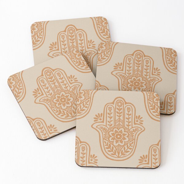 Artikelvorschau, Hamsa Flora Linocut Pattern - Dove + Rust entworfen und verkauft von Irene Estelle.