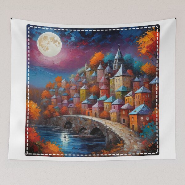 Item preview, prominent moon It's still not as beautiful as the houses that are arranged in intricate patterns. designed and sold by Natcharee.