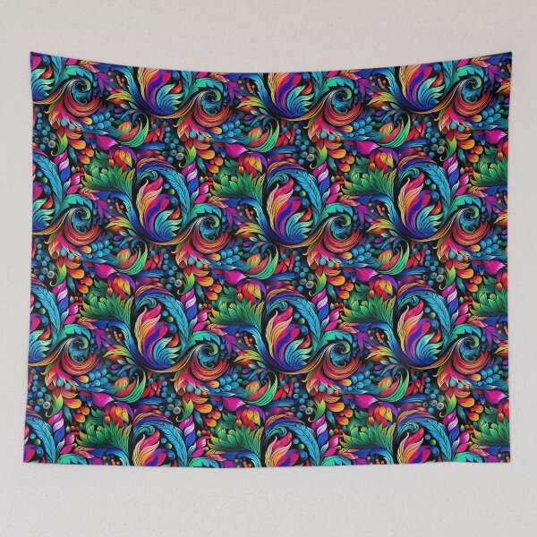 Item preview, Modern floral design inspired by pop art and rococo motifs designed and sold by Pflugart.