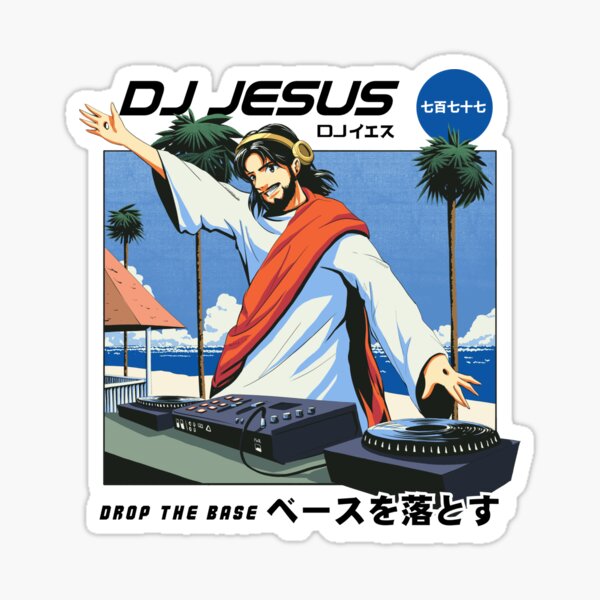 Manga DJ Jesus - Christian Anime Sticker