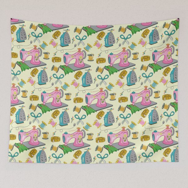 Item preview, Vintage Sewing Pattern On Yellow designed and sold by Ayesha Saleem.