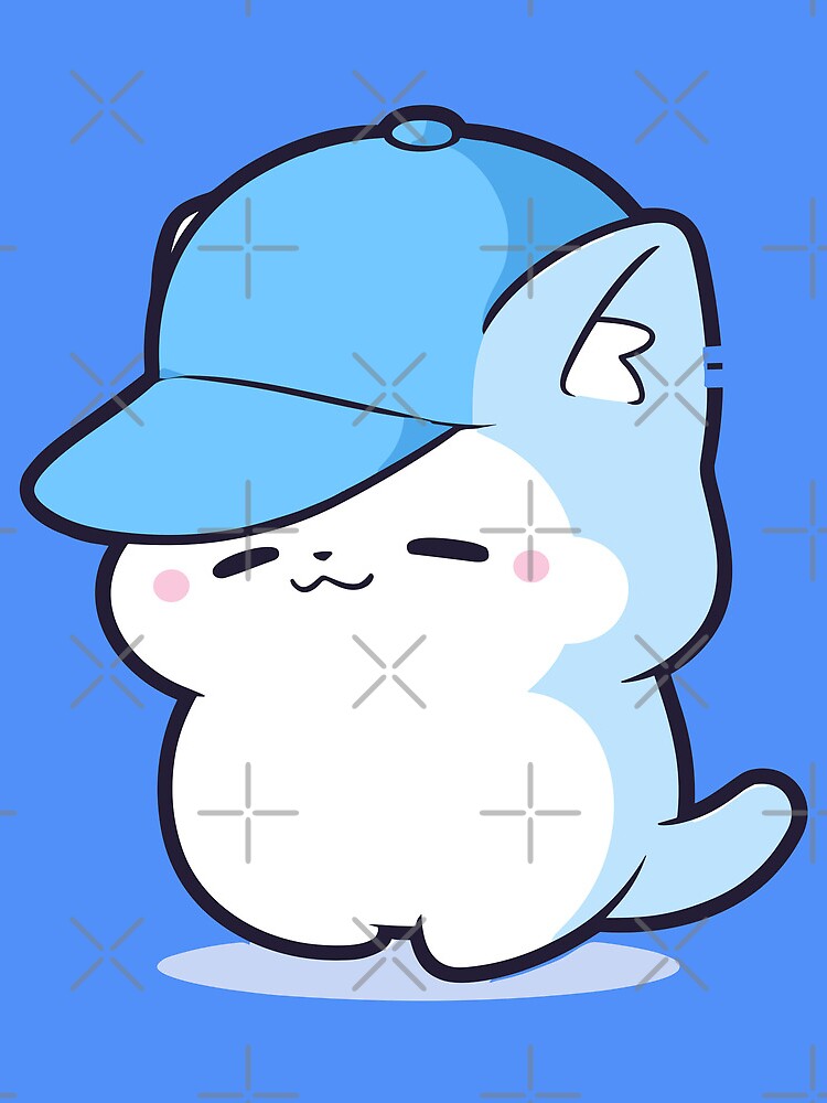 smurf cat, blue cat, cute cartoon blue kitten in a cap