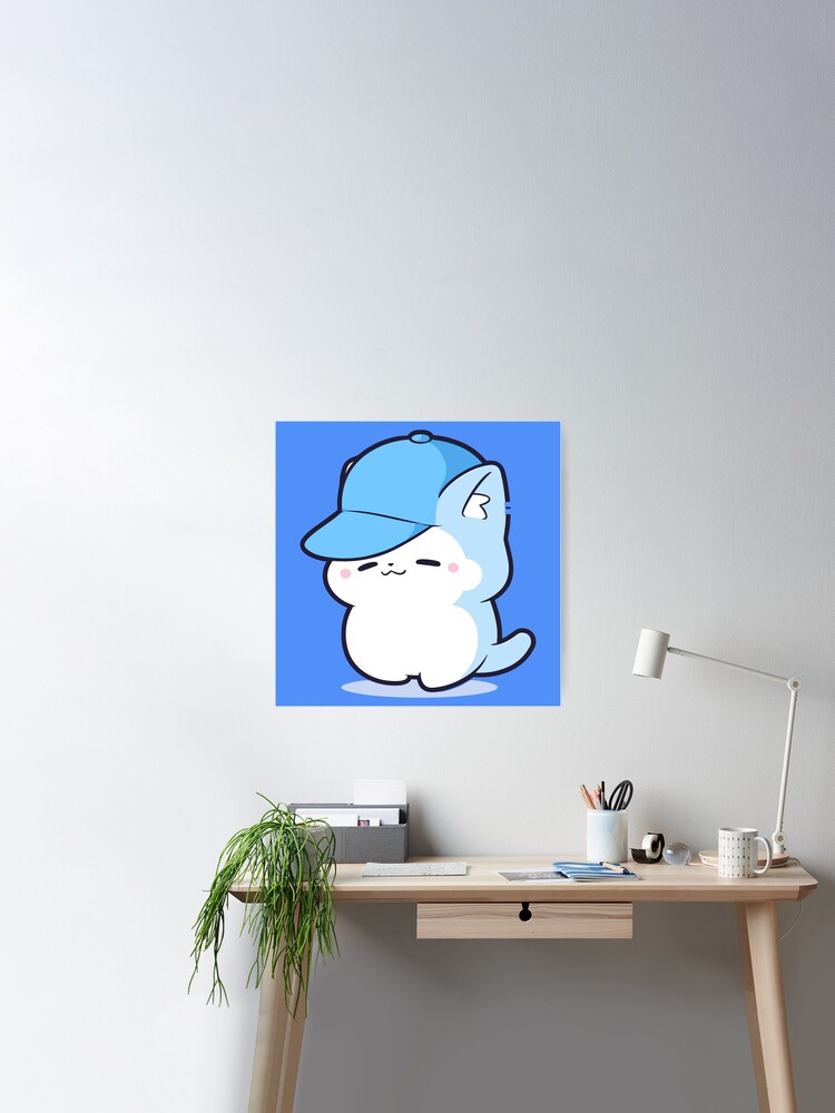 smurf cat, blue cat, cute cartoon blue kitten in a cap