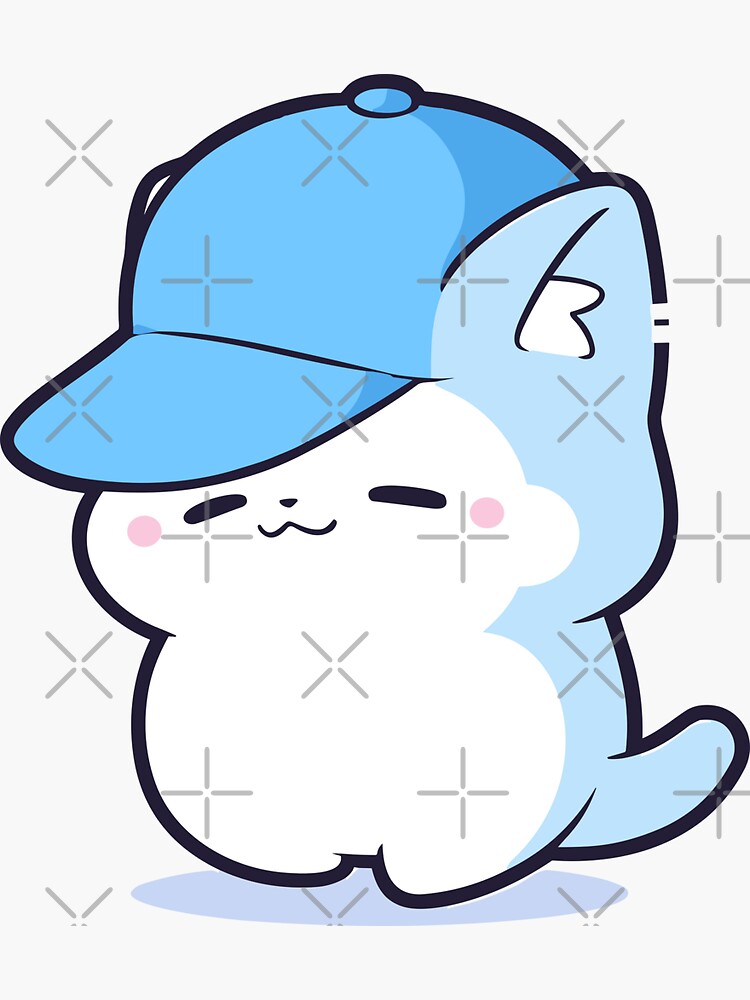 smurf cat, blue cat, cute cartoon blue kitten in a cap