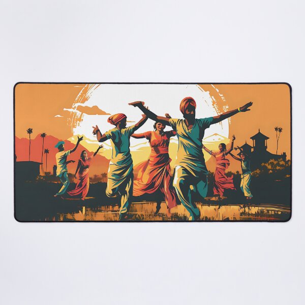 Artikelvorschau, Bhangra Dancers In Village Colourful Sunset entworfen und verkauft von PioneerX1.