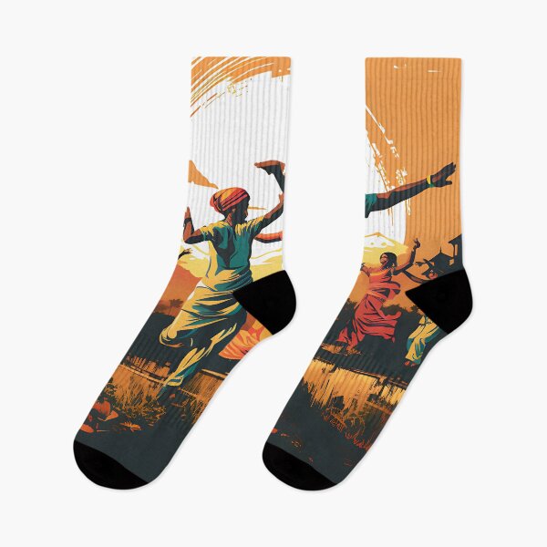 Item preview, Bhangra Dancers In Village Colourful Sunset designed and sold by PioneerX1.