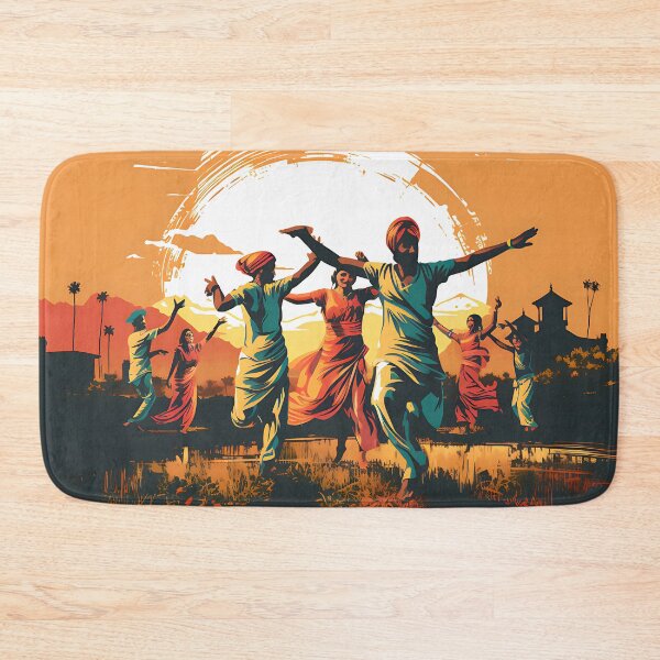 Artikelvorschau, Bhangra Dancers In Village Colourful Sunset entworfen und verkauft von PioneerX1.