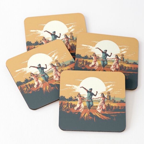 Item preview, Bhangra Dancers In Village Colourful Sunset designed and sold by PioneerX1.
