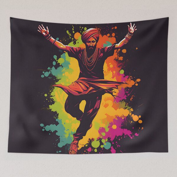 Item preview, Colourful Bhangra Dancer Art designed and sold by PioneerX1.