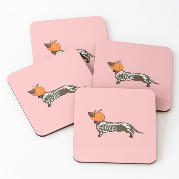 Item preview, Jack Halloween Jack dachshund brown dot pumpkin on pink designed and sold by Itsdomd.