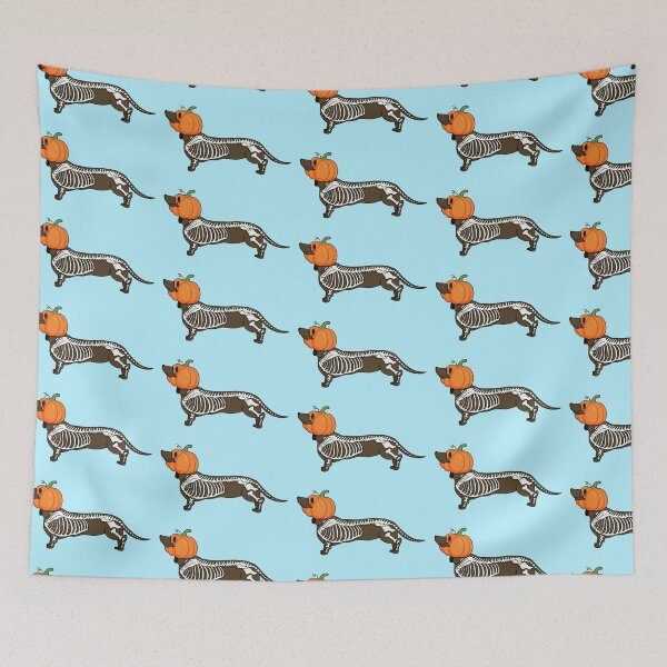 Item preview, Jack Halloween dachshund on tiffanyblue brown designed and sold by Itsdomd.