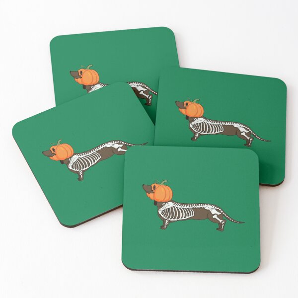 Item preview, Jack Halloween dachshund brown dot ghost on green designed and sold by Itsdomd.