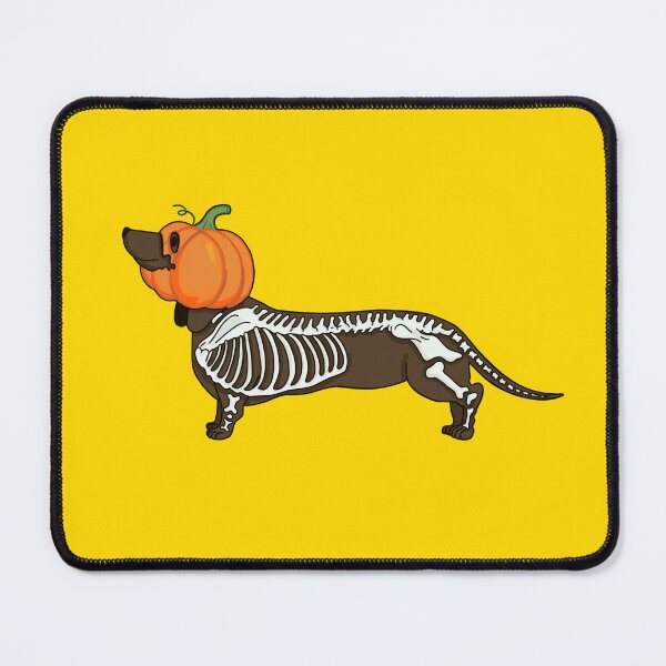 Item preview, Halloween Jack dachshund brown dot pumpkin yellow skeleton designed and sold by Itsdomd.