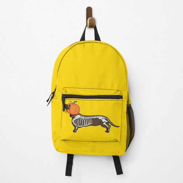 Item preview, Halloween Jack dachshund brown dot pumpkin yellow skeleton designed and sold by Itsdomd.
