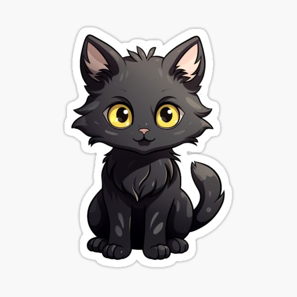 Simple Black Cat Sticker, HQ3, Black Cat, Cute, Adorable
