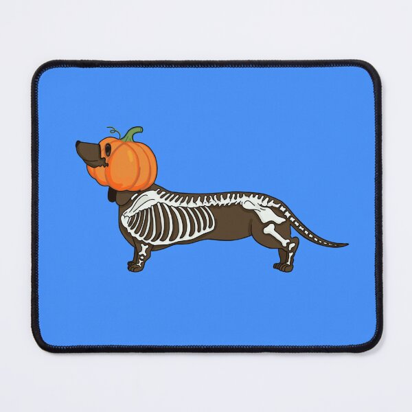 Item preview, Halloween Jack dachshund brown dot pumpkin blue vibrant skeleton designed and sold by Itsdomd.