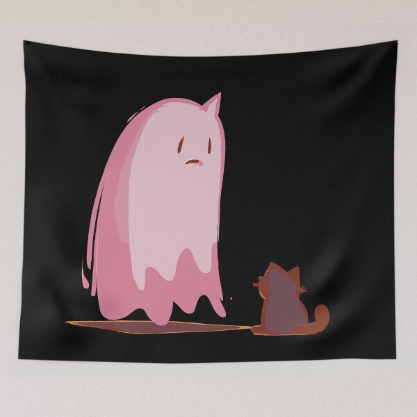 Item preview, Pink sad ghost and cat designed and sold by TomFrontierArt.