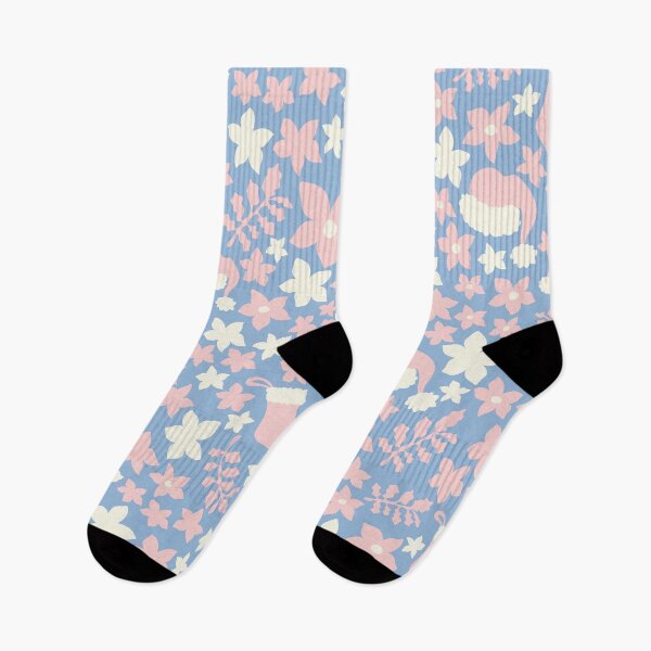 Item preview, Pastel Blue and Pink Boho Christmas Cabincore Floral Pattern designed and sold by blomastudios.