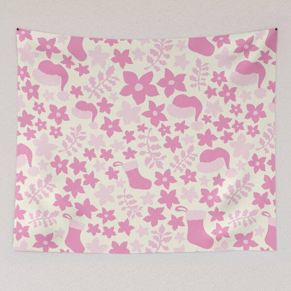 Item preview, Pastel Pink Boho Christmas Cabincore Floral Pattern designed and sold by blomastudios.
