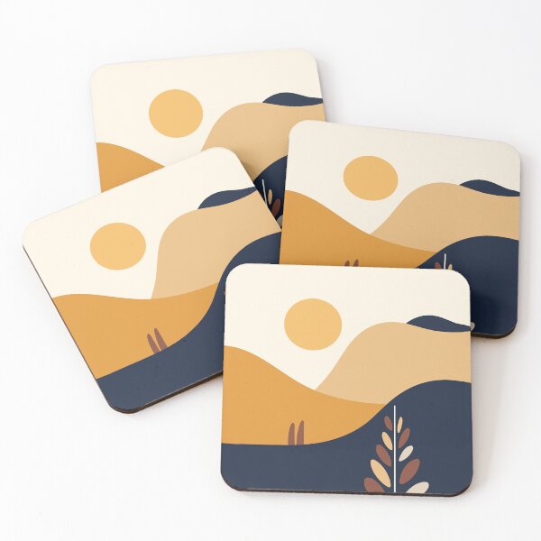 Item preview, Minimalist Landscape in Light Amber and Navy designed and sold by Barkozavr.