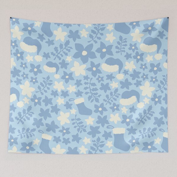Item preview, Pastel Winter Blue Boho Christmas Cabincore Floral Pattern designed and sold by blomastudios.