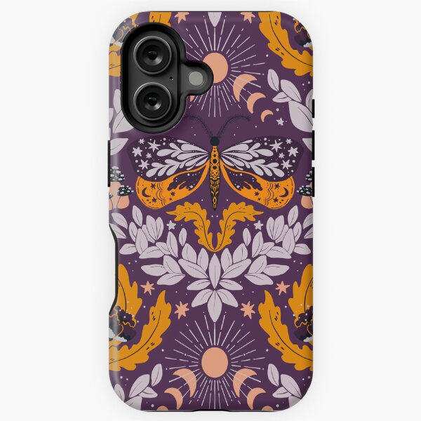 Item preview, Whimsigoth butterfly florals -  dark purple, lavender and orange pattern designed and sold by itstanyadi.
