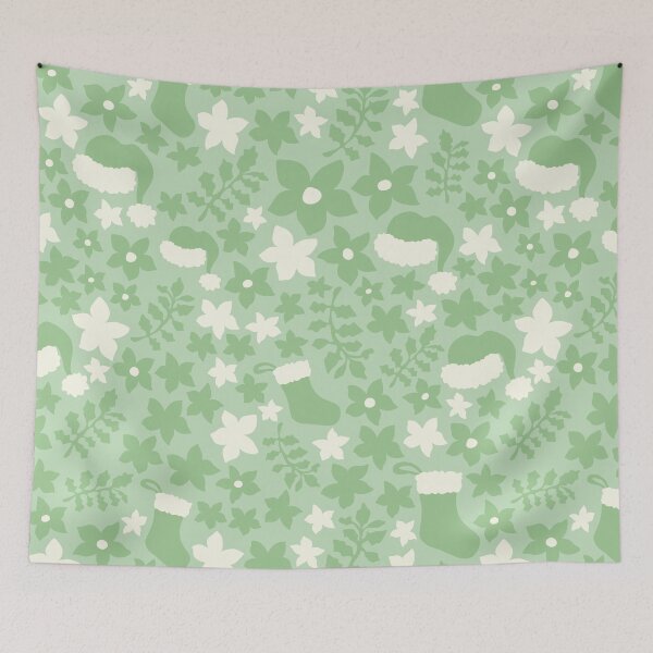 Item preview, Pastel green Boho Christmas Cabincore Floral Pattern designed and sold by blomastudios.