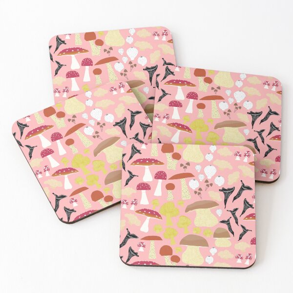 Item preview, 8 Scandinavian Autumn Mushrooms - pink designed and sold by Ingrid Poole.