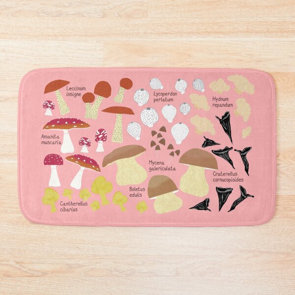 Item preview, 8 Scandinavian Autumn Mushrooms - pink designed and sold by Ingrid Poole.