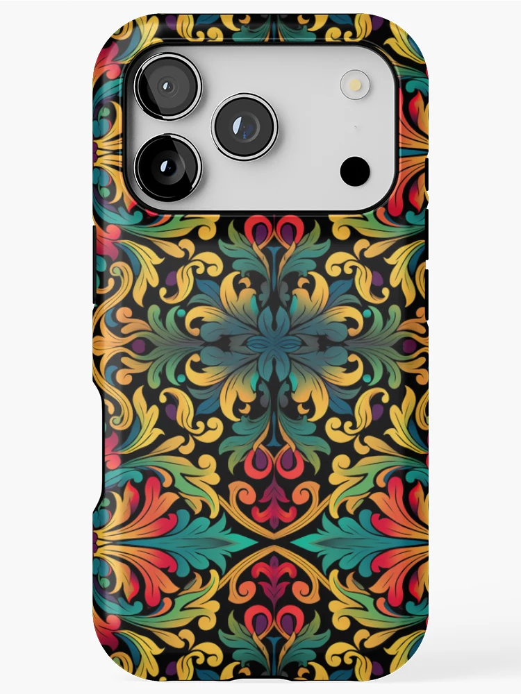 Thumbnail 1 of 4, iPhone Case, Colorful Reverse Antique Pattern designed and sold by Myra365Art.