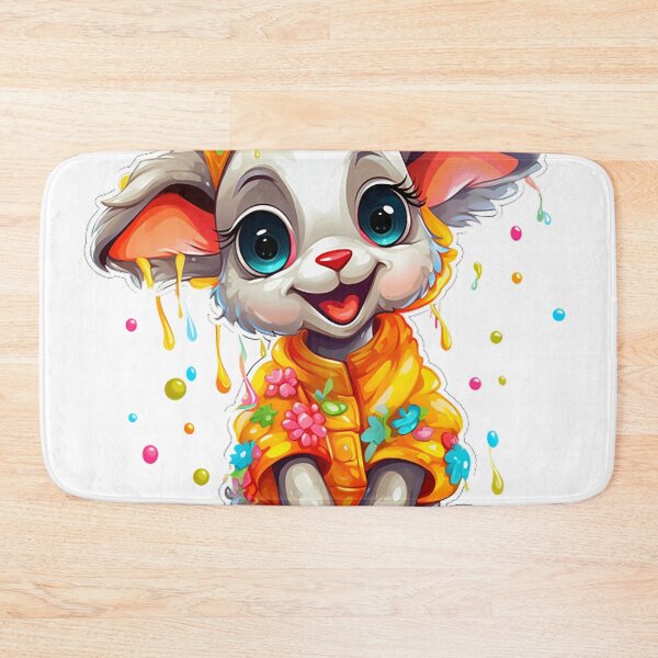 Item preview, Playful & Vibrant: Silly Little Lamb Cartoon Sticker with Colorful Beads and Yellow Coat designed and sold by PaintbrushPlace.