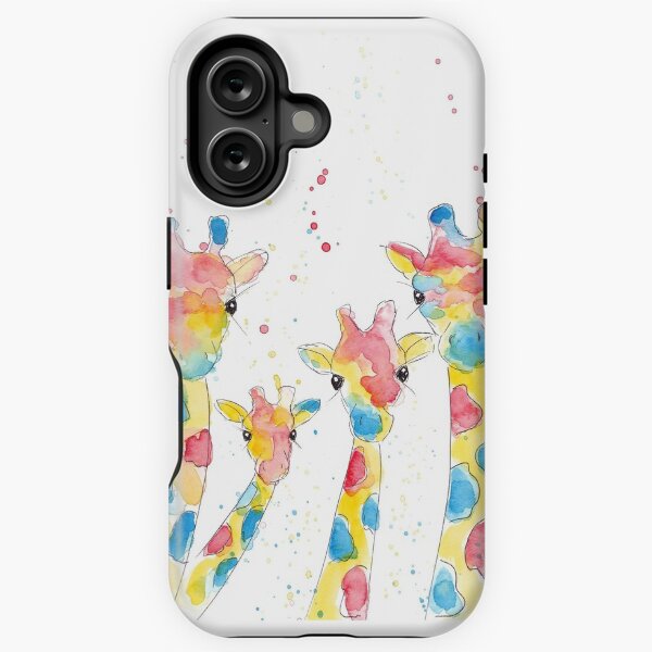 Vista previa del artículo con la obra «Familia de cuatro vibrantes jirafas de arco iris», diseñado y vendido por peppermintartrb.