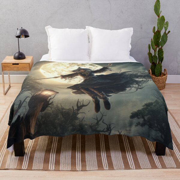 Item preview, Wall Art Canvas Witch Flying Over a Forest on Halloween Night designed and sold by Zoomie-s.
