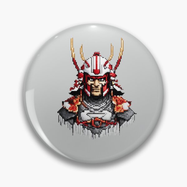 Artikelvorschau, Pixel Art Mann im Samurai-Helm-Designdruck entworfen und verkauft von randomtdesigns.