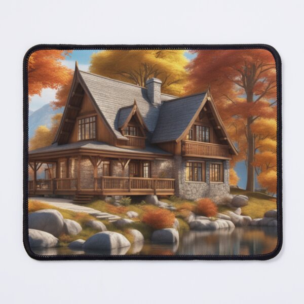 Item preview, Autumn Lakeside Cottage designed and sold by HOMEDESIGNPRINT.