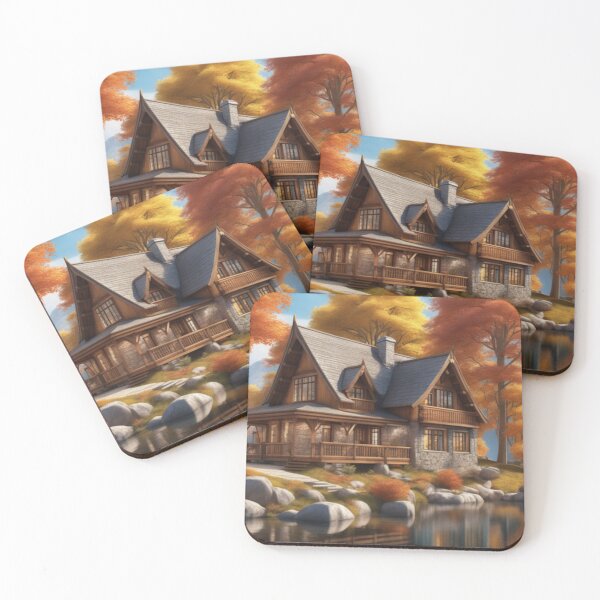 Item preview, Autumn Lakeside Cottage designed and sold by HOMEDESIGNPRINT.