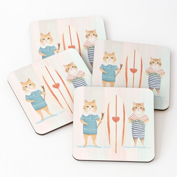 Item preview, Surfing Cat Couple designed and sold by Hanakuriko.