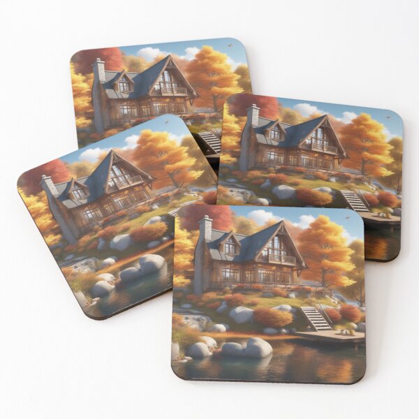 Item preview,  Autumn Lakeside Cottage designed and sold by HOMEDESIGNPRINT.