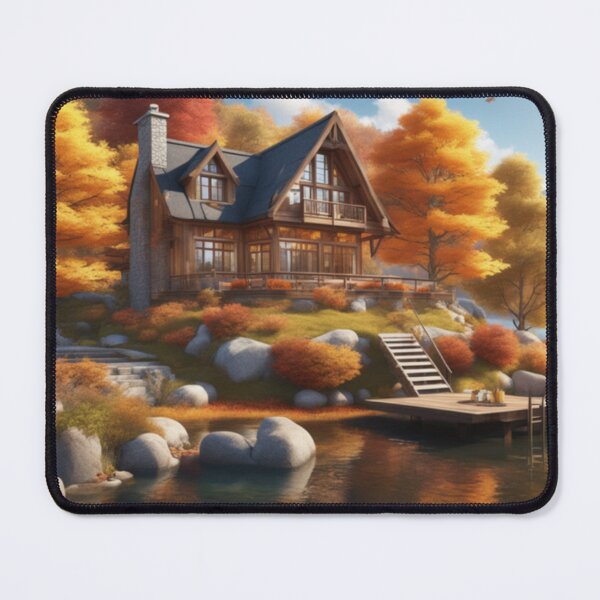 Item preview,  Autumn Lakeside Cottage designed and sold by HOMEDESIGNPRINT.