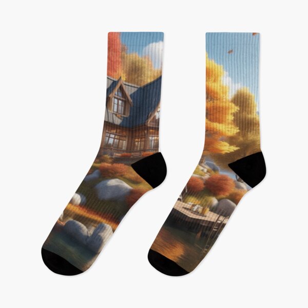 Item preview,  Autumn Lakeside Cottage designed and sold by HOMEDESIGNPRINT.