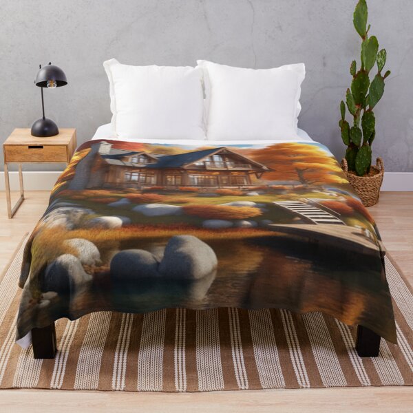 Item preview, Autumn Lakeside Cottage designed and sold by HOMEDESIGNPRINT.