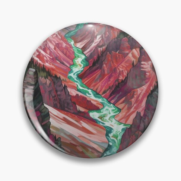 Item preview, Yellowstone National Park Waterstream, Wyoming, U.S.A, Coral, AI Generated Art - A Breathtaking, Rugged American Wilderness designed and sold by studioSharonKay.