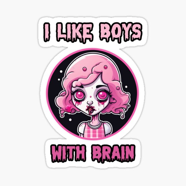 Zombie Girl I Like Boys With Brain Halloween Vibe, Pastel, Orange, Cute,  Retro, Pink, Blue, Neutral, Retro, Pumpkin Sticker for Sale by shypixels