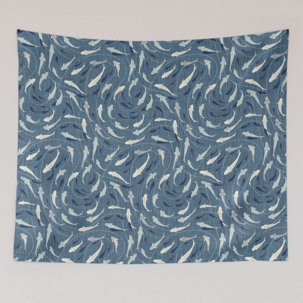 Item preview, Shoal of Fish - Admiral Blue designed and sold by appleyards.