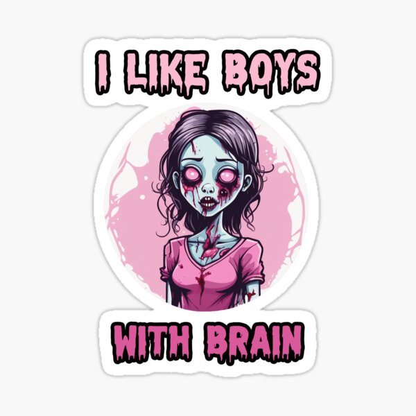 Pink Zombie I Like Boys With Brain Halloween Cute Colorful Retro   Essential T-Shirt for Sale by shypixels