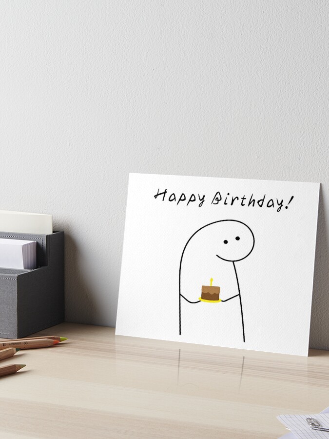 Flork cake Happy birthday meme Mounted Print for Sale by